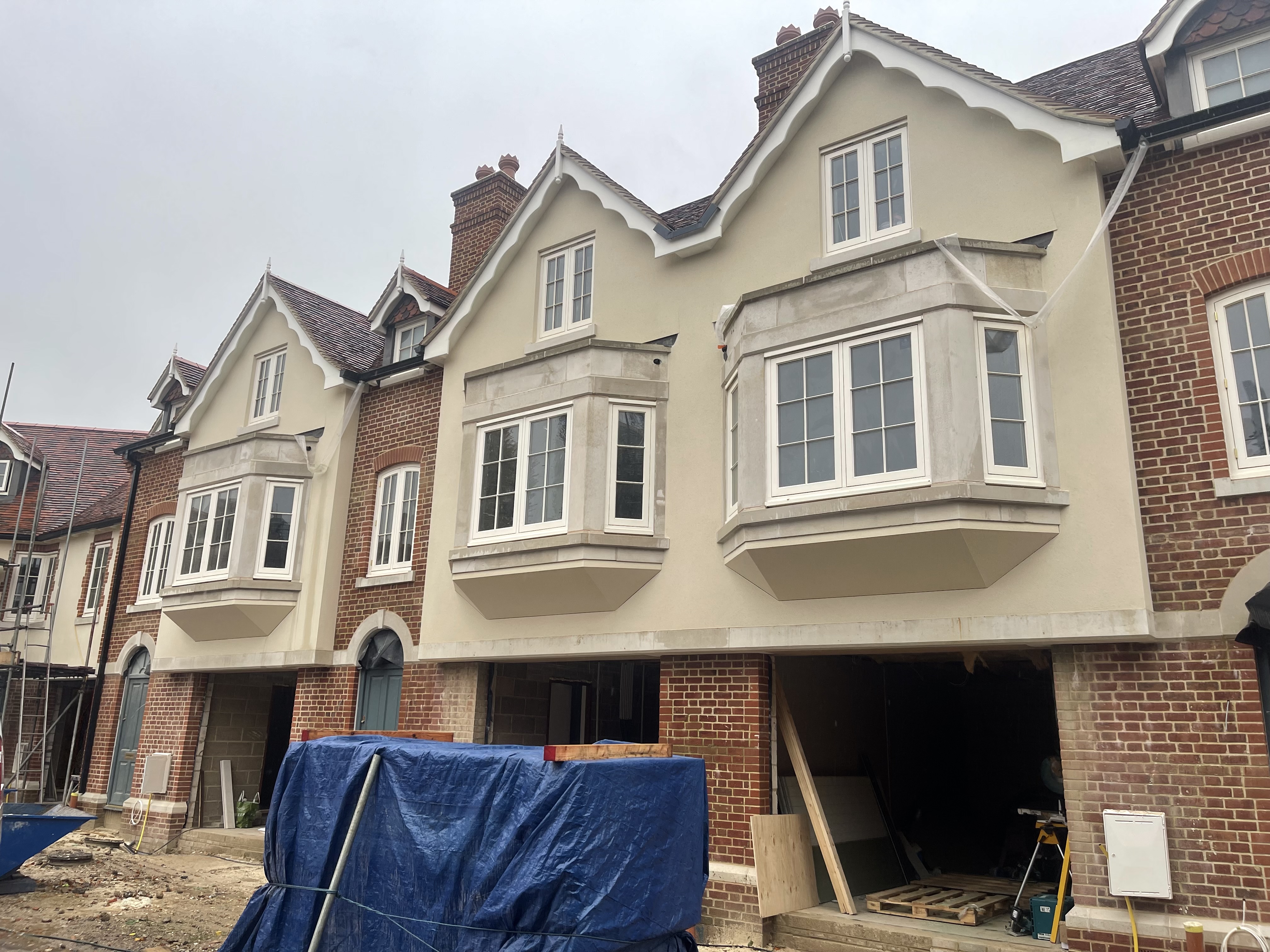 Tudor-style townhouses under construction