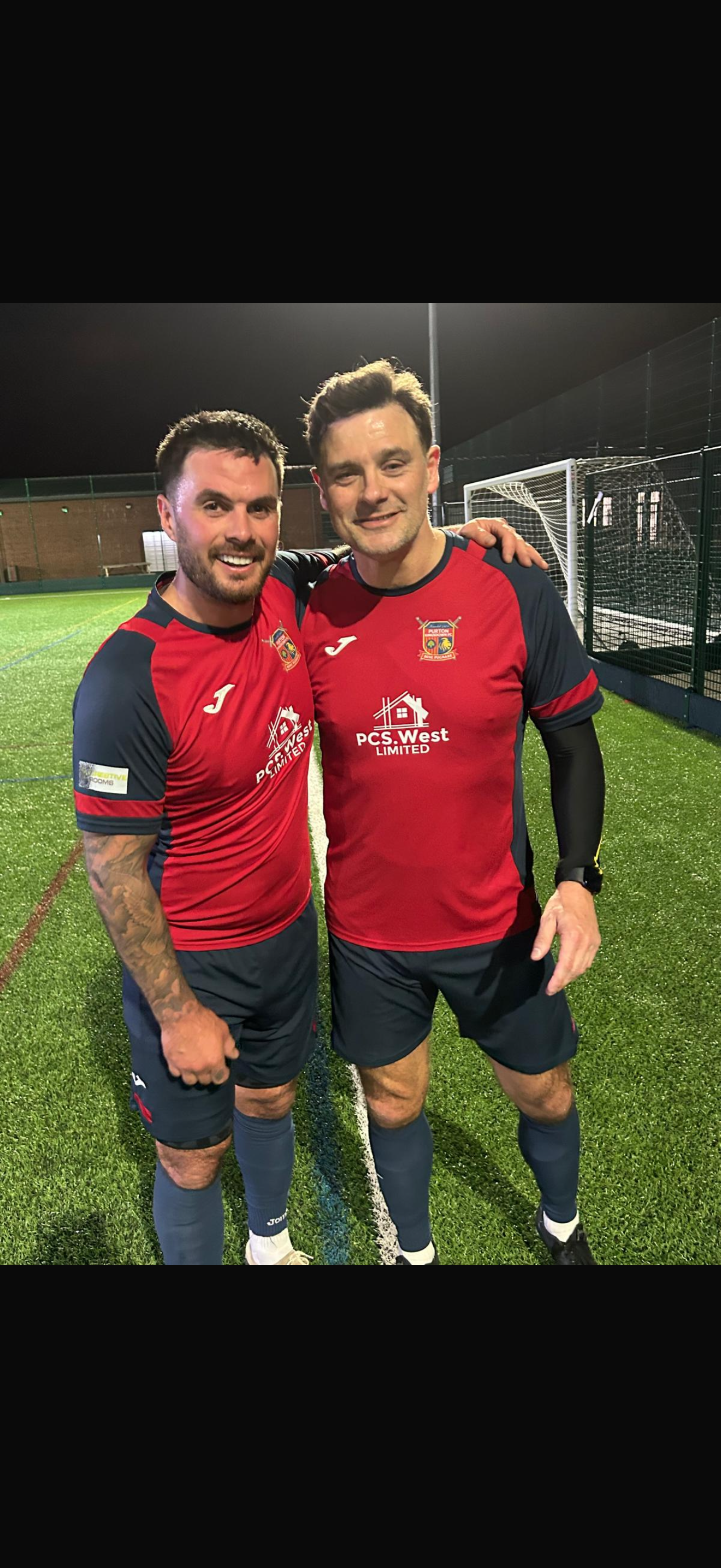 Purton Kingsdown Vets in their red and navy PCS.West Limited kits